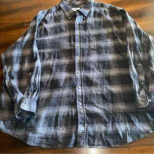 HB Plaid Flannel Long Sleeve Button Up Shirt Black Gray White Men's Size 3XL